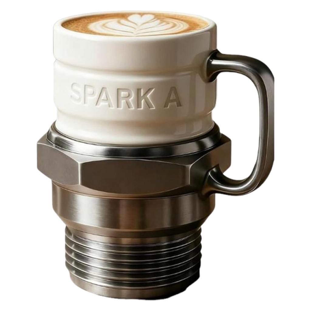 Spark Plug Coffee Mug Industrial Coffee Cup Mechanics Gearheads Automotive Themed Coffee Mug Engine Design for Car Enthusiasts