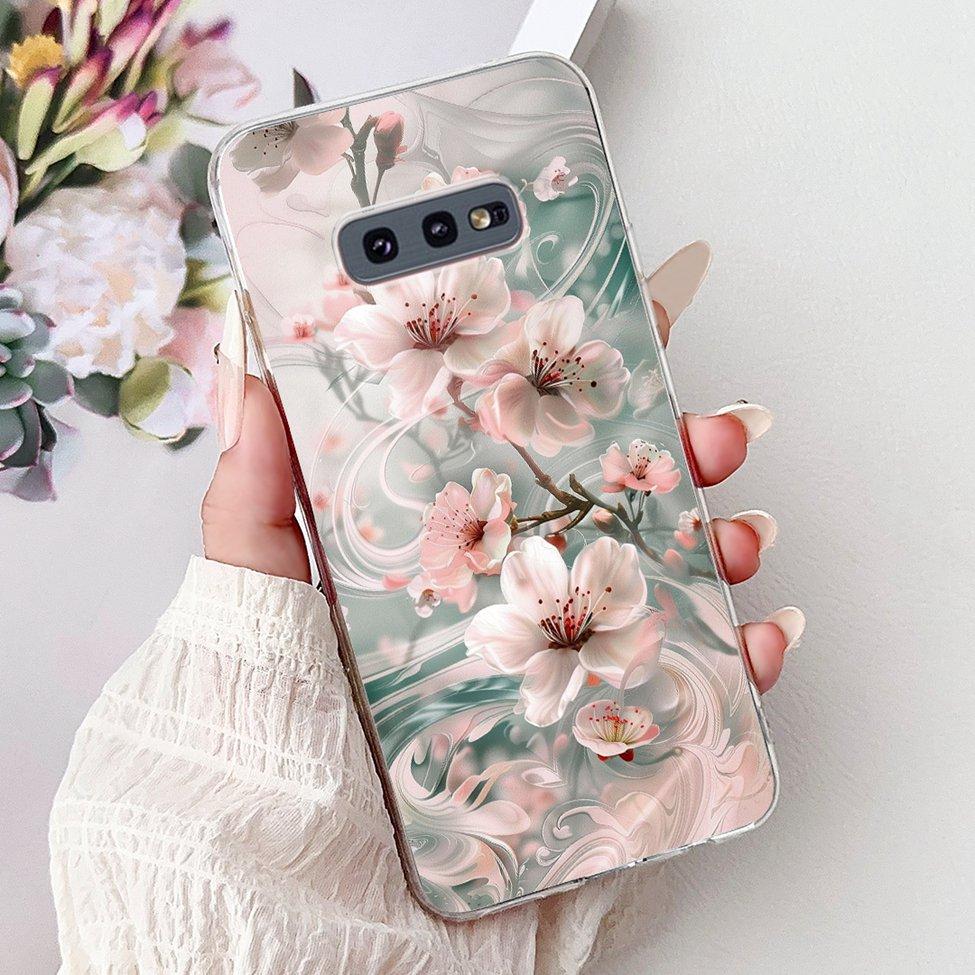 Clear For Samsung S10e Case Cover Luxury Butterfly Love Fashion Flowers Cool Funny Painted Soft Phone Case SM-G970F SM-G9700