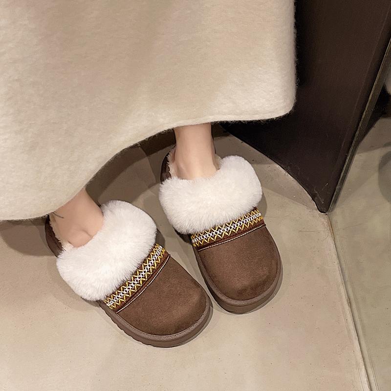 Fashion Baotou Cotton Mopping Winter New Round Head Deep Mouth Soft Bottom Anti-slip Wear-resistant Flat Bottom Half Mopping