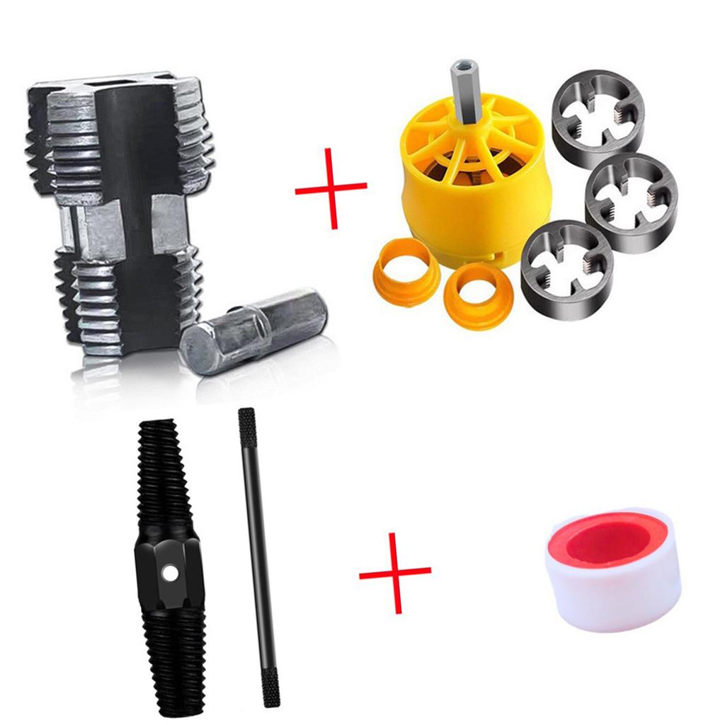 Electric Drill Compatible Pipe Threading Tool Set PVC Pipe Threader Kit with Various Die Size for Efficient Plumbing