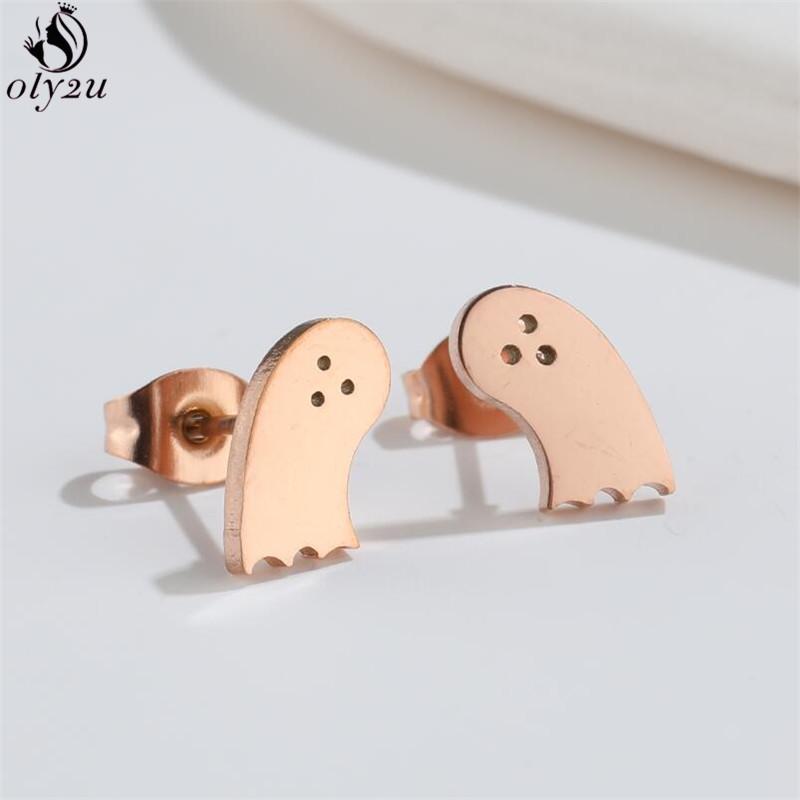 Funny Stainless Steel Gingerbread Man Earring Cartoon Ghost Ear Jewelry Girls Delicate Mermaid Fairy Earrings Gifts Accessories