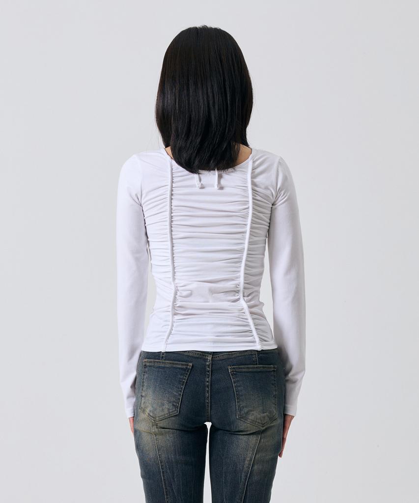 ARIKIM Lise Shirring Top / White