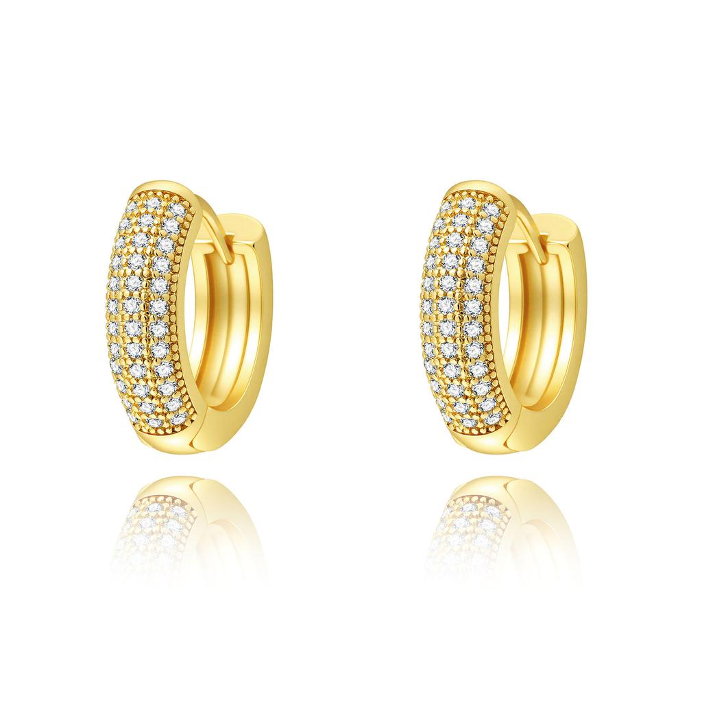 Inlaid Zircon Copper Ear Buckle, Electroplated Real Gold Creative Temperament Earrings 3 Pairs Of Earrings Set