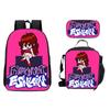 New Friday Night Funkin Backpack Three Piece Set Black Friday Korean Version Student Backpack Ice Pack Pencil Case Dropshipping