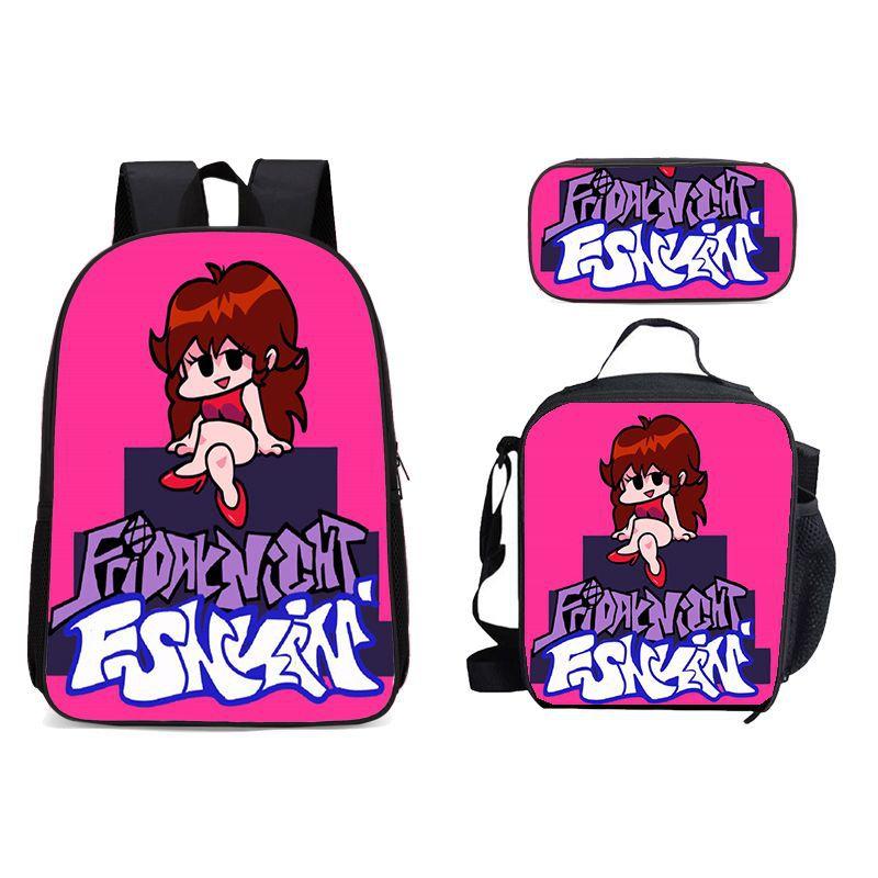 New Friday Night Funkin Backpack Three Piece Set Black Friday Korean Version Student Backpack Ice Pack Pencil Case Dropshipping