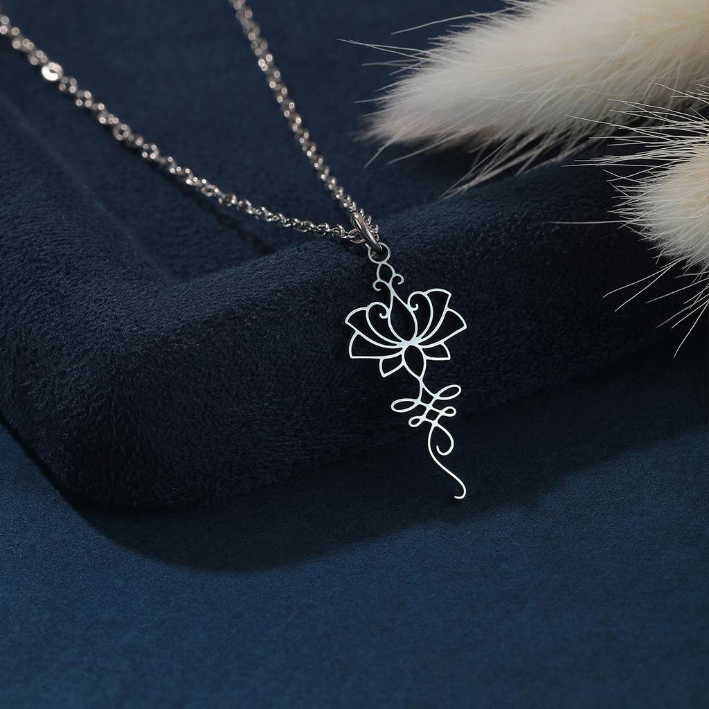 Men's and Women's Buddha Lotus Pendant Necklace, Bohemian Fashion Aesthetic Gift Jewelry.