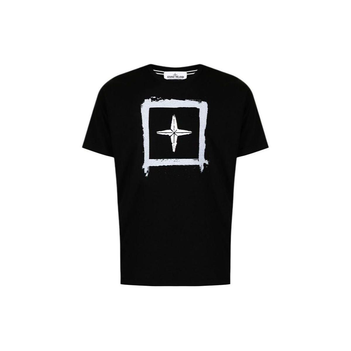 Stone Island Logo Printed T-Shirt Black Men Tops 74152NS81-V0029 L