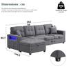 Modular L-Shaped Sofa with Freely Positionable Storage Ottoman, Double Armrest Storage, Charging Ports On Both Armrests and LED Mood Light