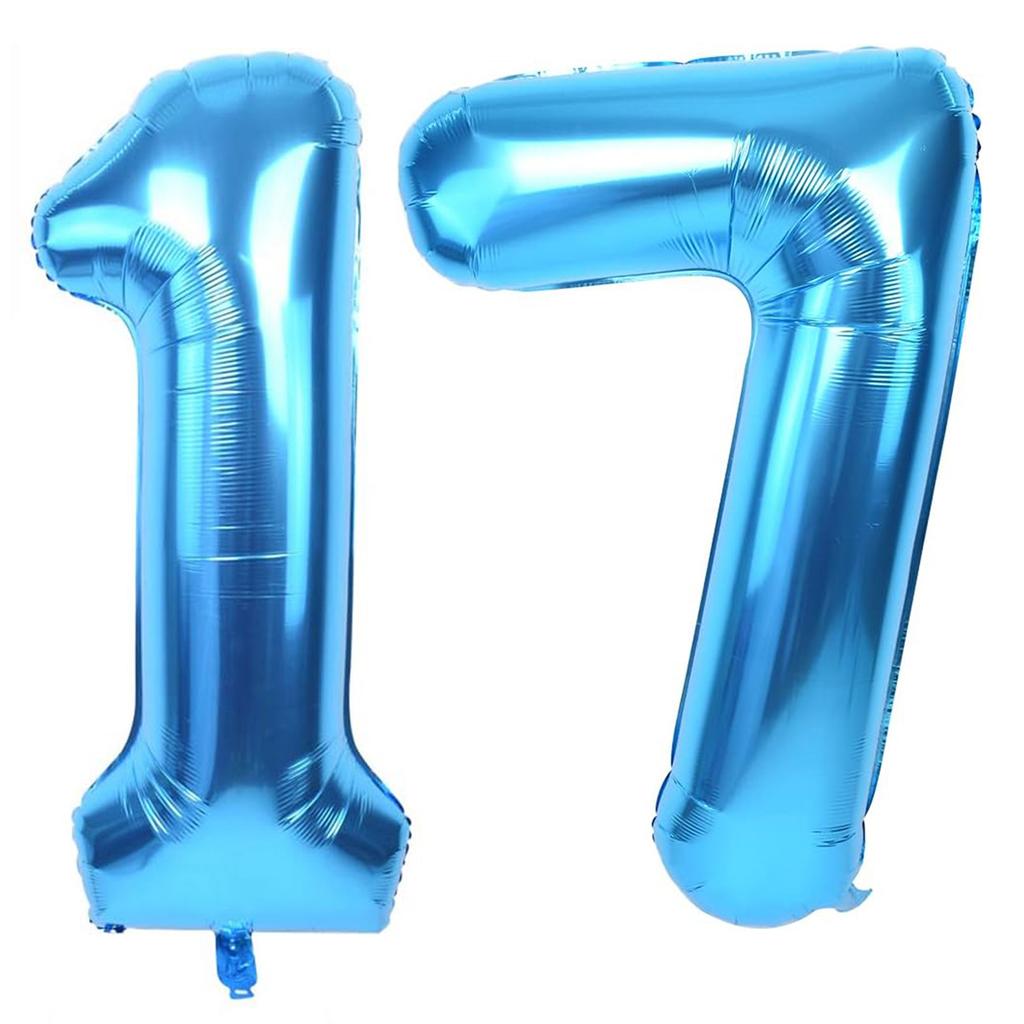 40 Inch Giant Blue Digital Balloons 0-9, Anniversary Party Decoration Supplies, Birthday Balloons