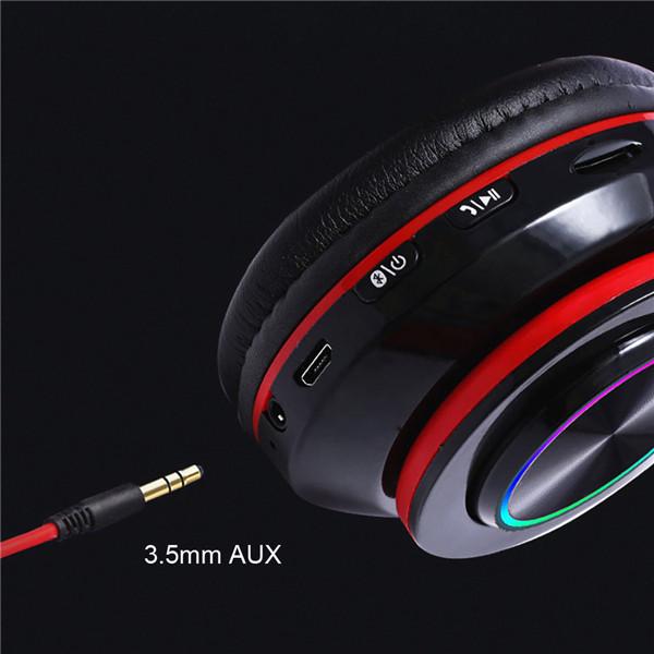 Bluetooth Wireless Headset Led Stereo Foldable