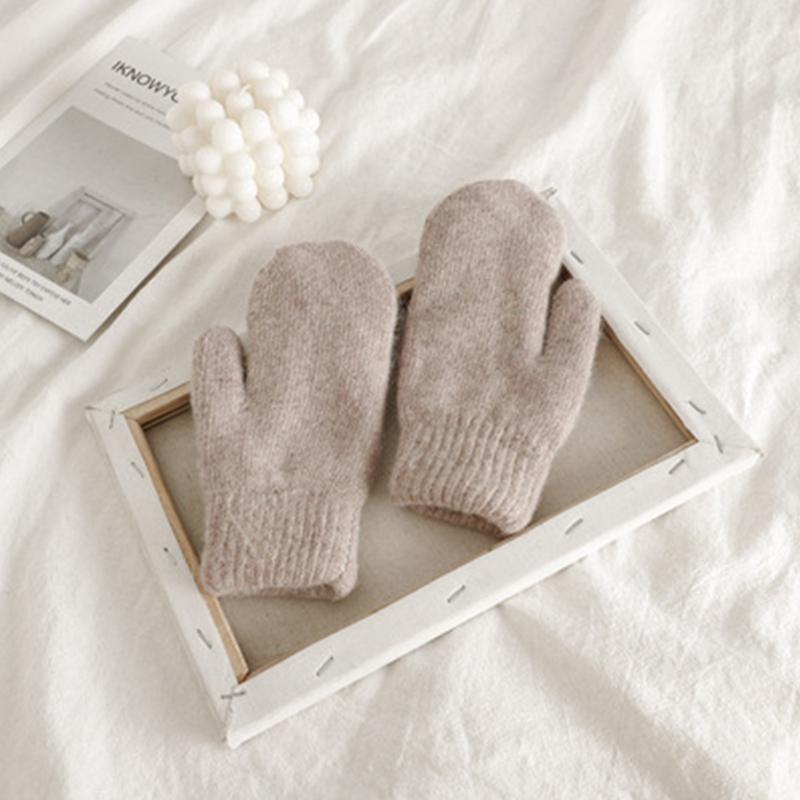 Women Winter Warm Cashmere Gloves Elastic Full Finger Mittens Soft Rabbit Fur Warm Plush Gloves Girls Knitted Riding Gloves