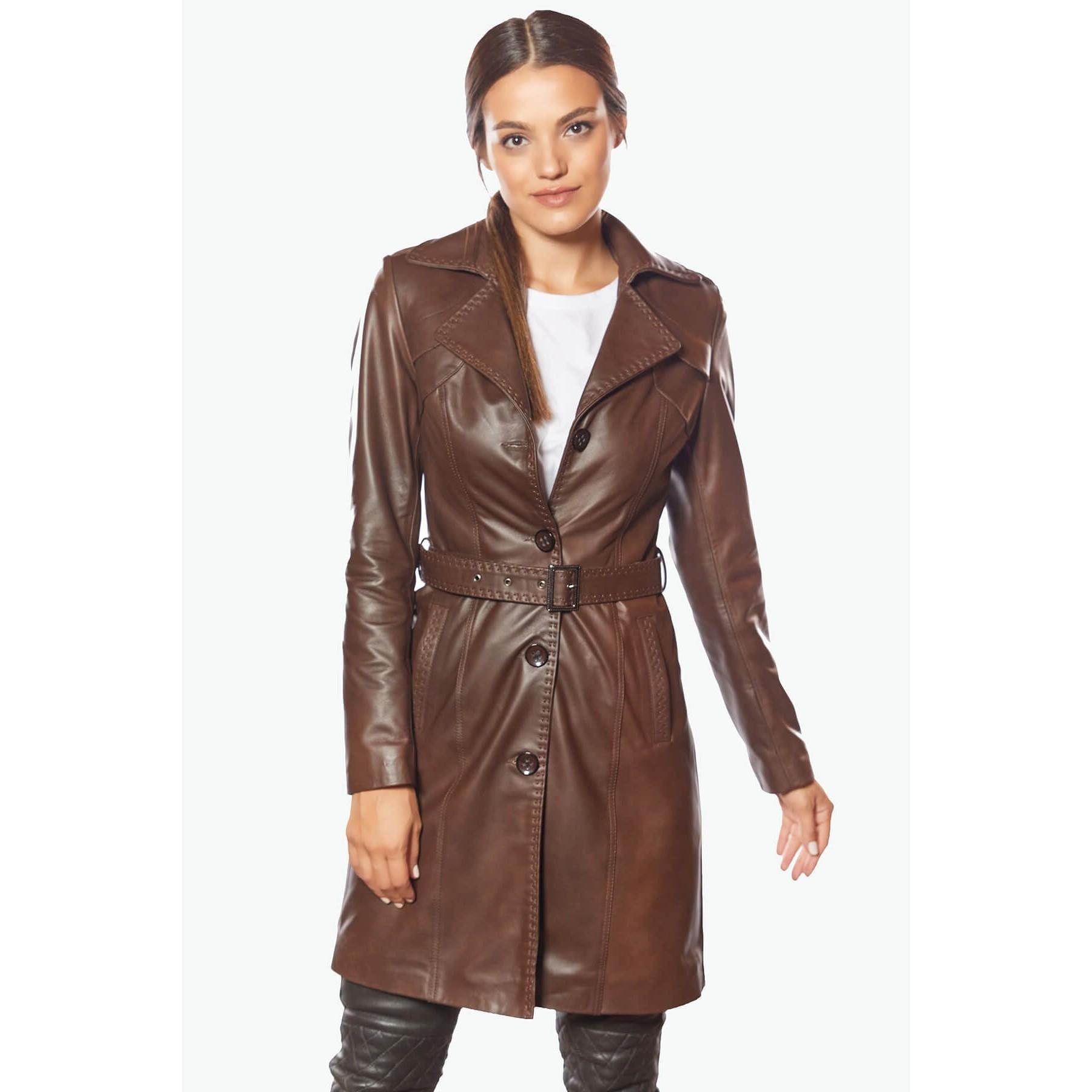 

Коричневое кожаное пальто Jammi