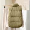 Women's Solid Color Zipper Fashion Pockets Stand-Up Collar Vest Top Coat