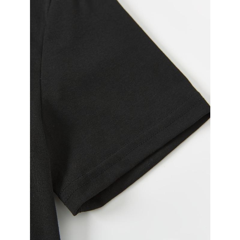 European size Boys' Pullover Round Neck Letter Print Cool Versatile T-Shirt