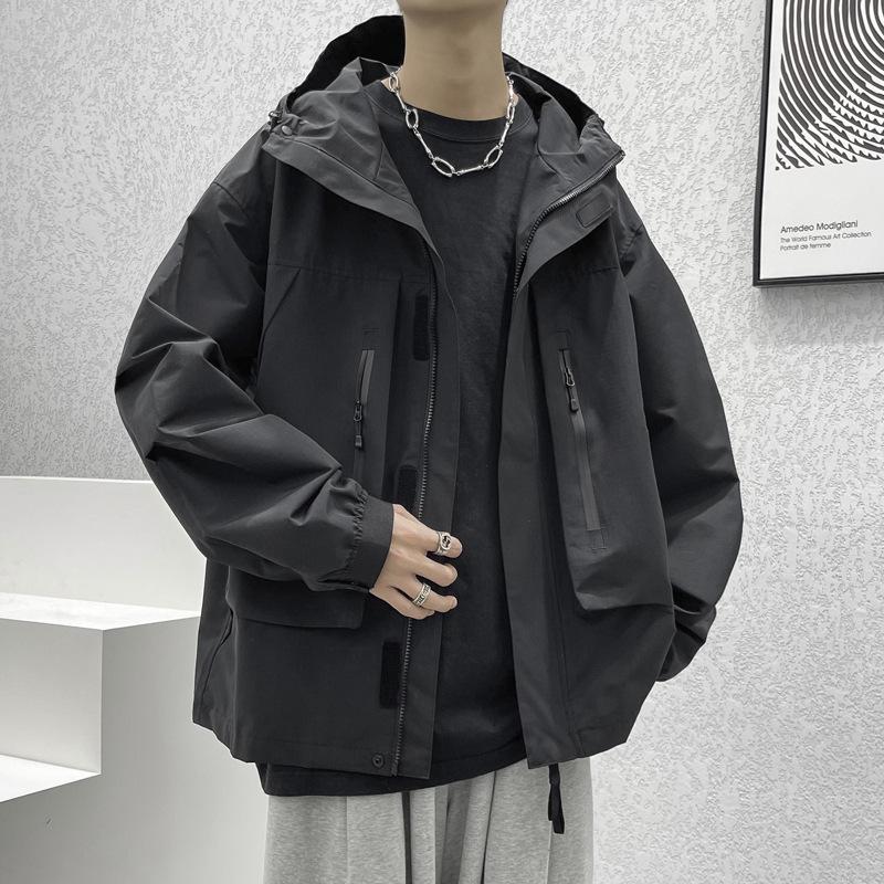 Jacket Men's Autumn and Winter Japanese Outdoor Travel Loose Army Green American Functional Wind Tooling Hooded Jacket