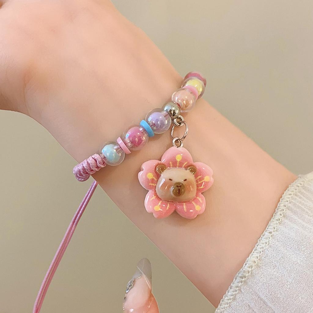 Stylish Resin Capybara Accessory Woven Cord Bracelet Unique Wristband Perfect for Individuality and Creative Expression