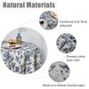 Blue Floral Pastoral Table Cloth Cotton Linen Vintage Tablecloth Indoor Outdoor Table Cover Suitable For Party,Picnic,Dining