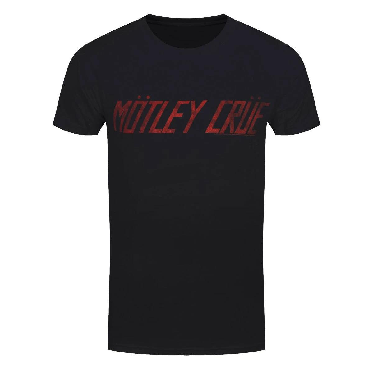 Motley Crue T-Shirt Distressed Logo Rock Band Official Black New S