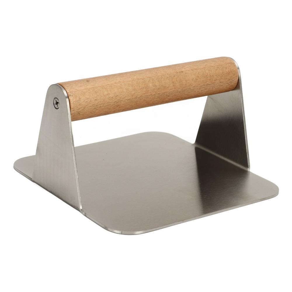 Square Burger Smasher With Wooden Handle Cutlet Press Durable Handheld Press  Kitchen Use Burger Smasher