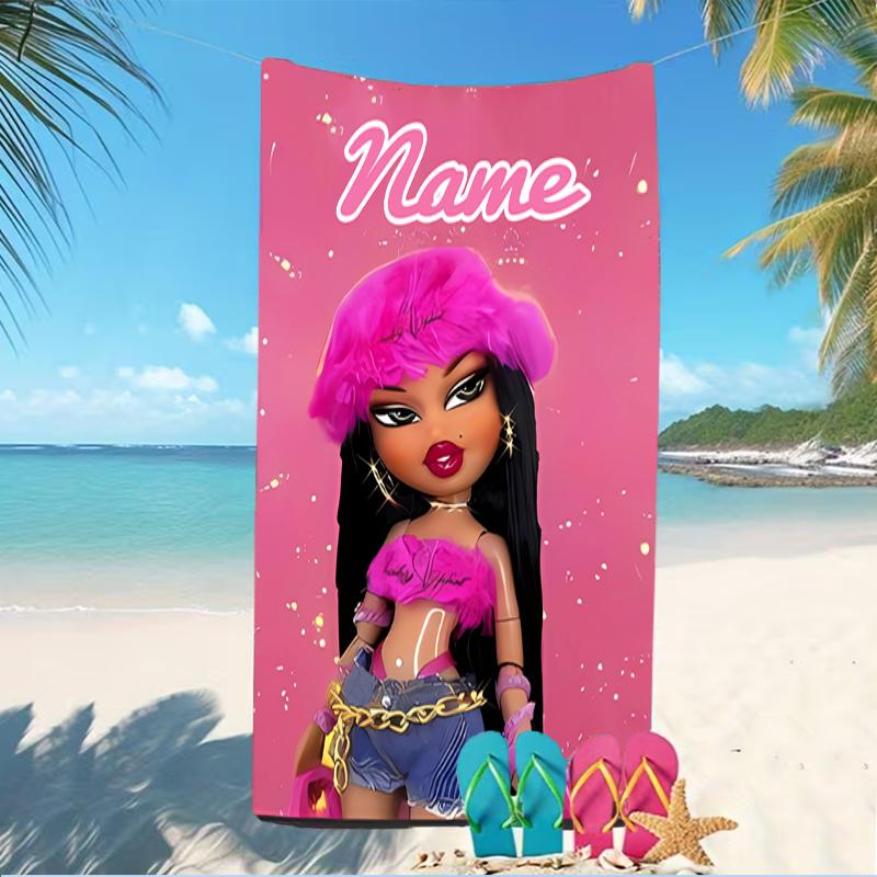 Customizable personalized beach towels Bratz themed designs.Suitable for the beach, yoga, sports;ideal as beach accessories