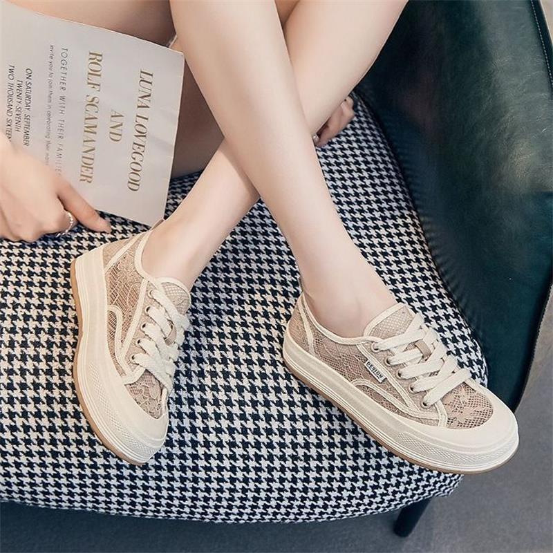 

Platform canvas shoes women s 2025 summer new versatile fashion breathable casual board shoes show feet small sports shoes mesh 40