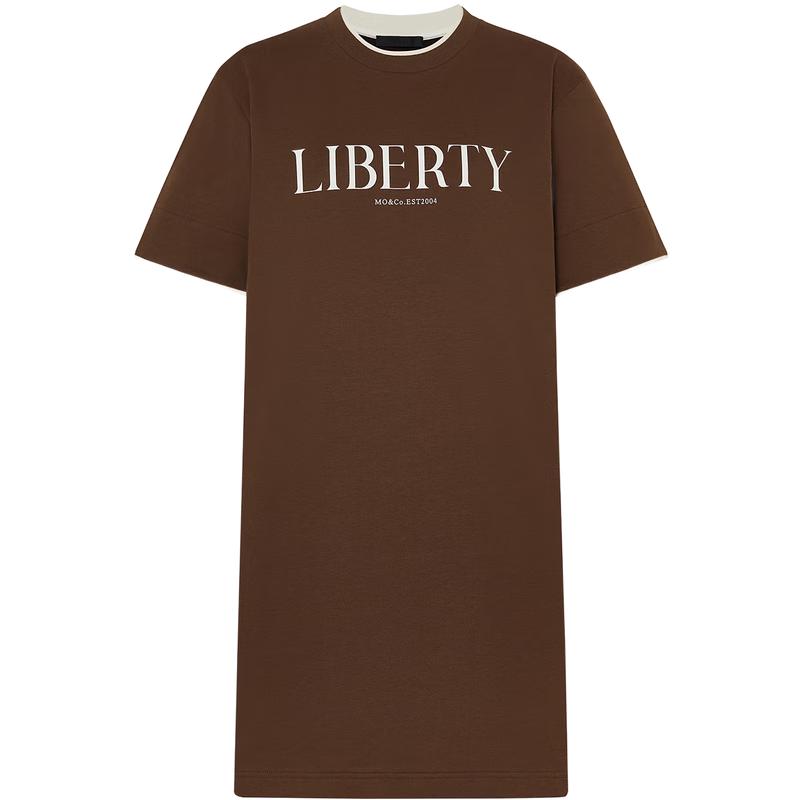 

MO&Co. 2024 Summer American Retro Print Loose Cotton T-shirt Dress M