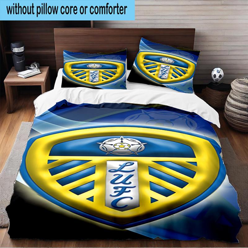Leeds United Crest Design 3PCS Bedding Set 2D Printing (Includes 1 Duvet Cover + 2 Pillowcases Coreless), Bedroom decor,Fan Gift