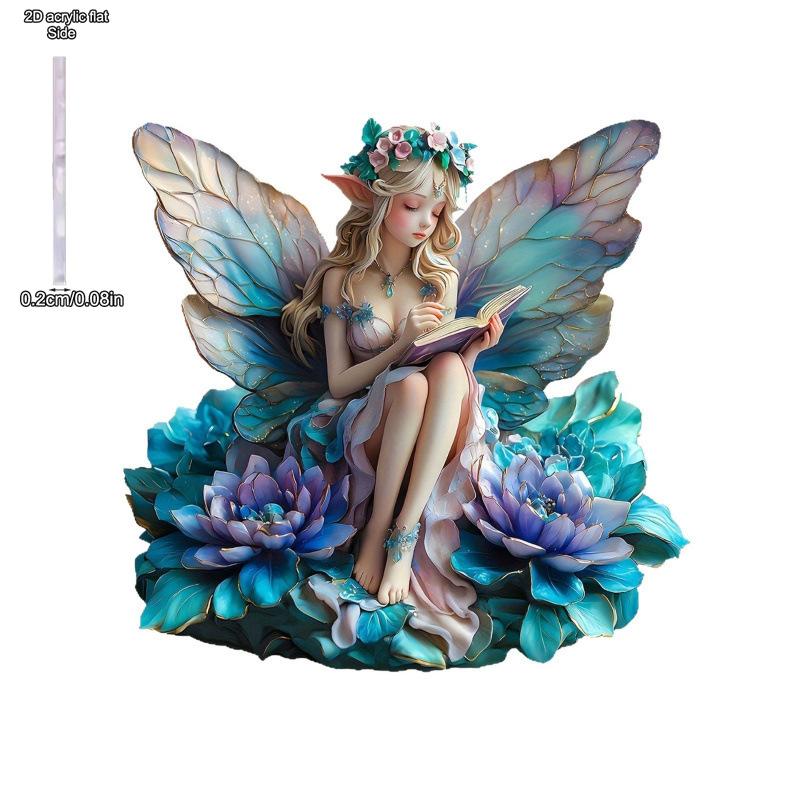 

2D Flat Acrylic Fairy and Book Decoration, Indoor and Outdoor Decoration - No Battery/electricity Required, Free Day Decoration, Shop Decoration, Dur 20*20cm