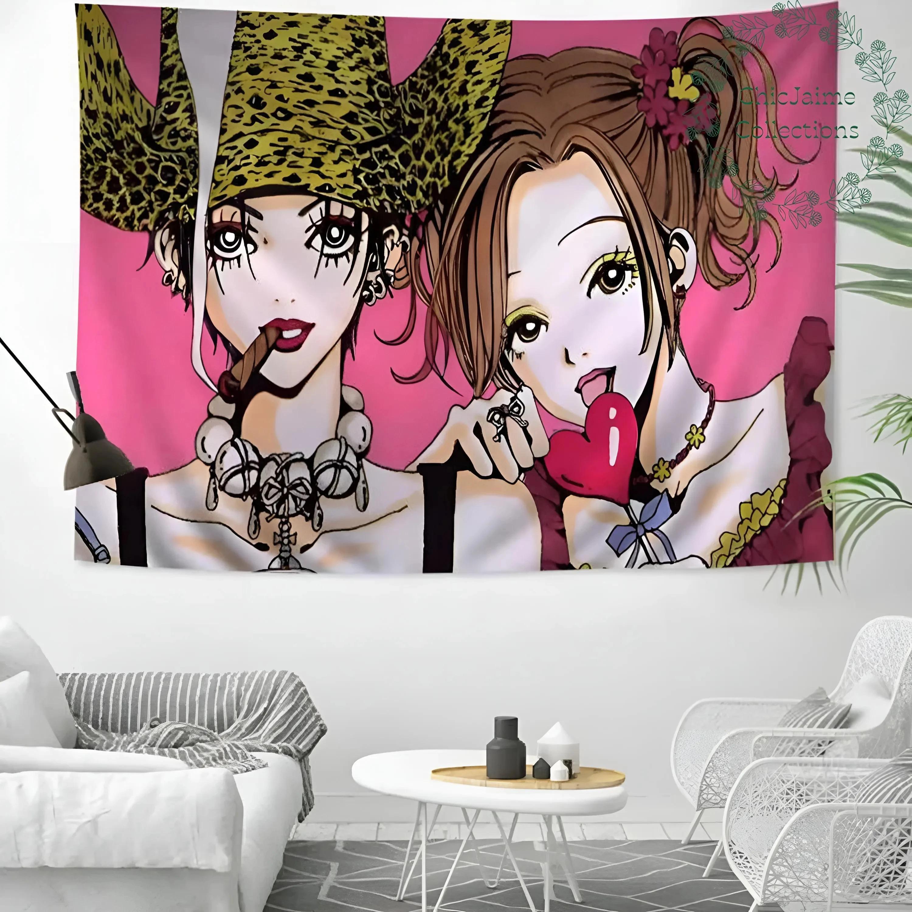 NNana Osaki Anime Tapestry Wall Art Decor Black Stones Inspired Room Decor the Black Stones Wall Hanging Nana Fan Gift 74x94cm(29x37in)