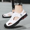 Classic Summer Men's Brown/black/white Sandals Leather Outdoor Handmade Men Slippers Men Beach Breathable New Men's Casual Shoes