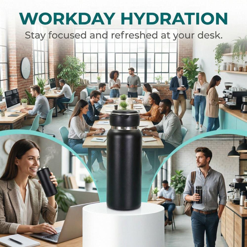 600ML Thermische Waterfles Brede Opening Geïsoleerde Waterfles Sport Thermosbeker Keukenbenodigdheden