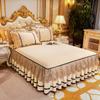 European-Style Crystal Velvet Lace Bed Skirt Winter Fleece-Lined Warm Quilted Bed Cover Bed Skirt Cover Bedding