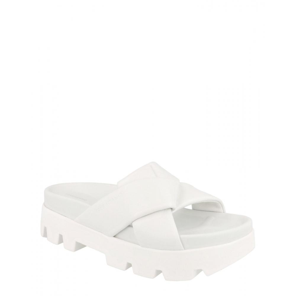 Ferragamo Air Lug Leather Slides White