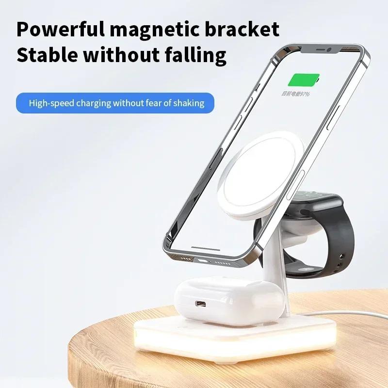 30W 3 in 1 Wireless Magnetic Fast Chargers Stand For iPhone 15 14 Pro Max Mini  Dock Station For Airpods Pro/Apple watch