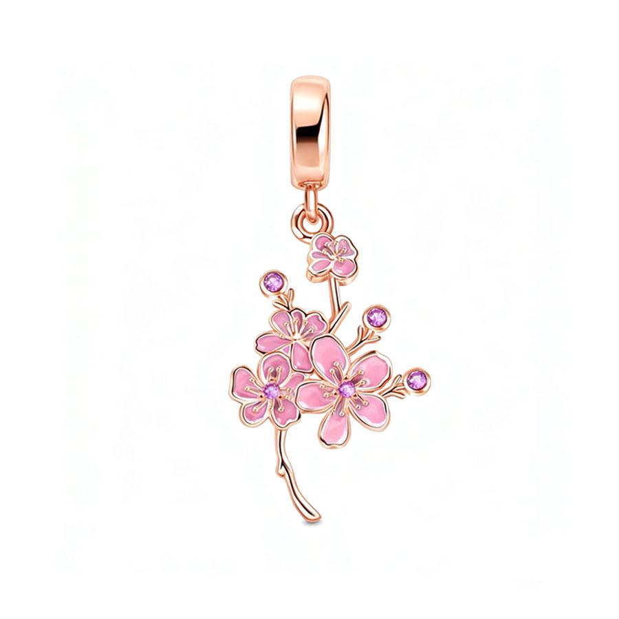 Charms Diy Women Jewelry Gift Sparkling Rose Gold Flowers & Hearts Family Tree Daisy Flower Beads Fit Original Bracelet