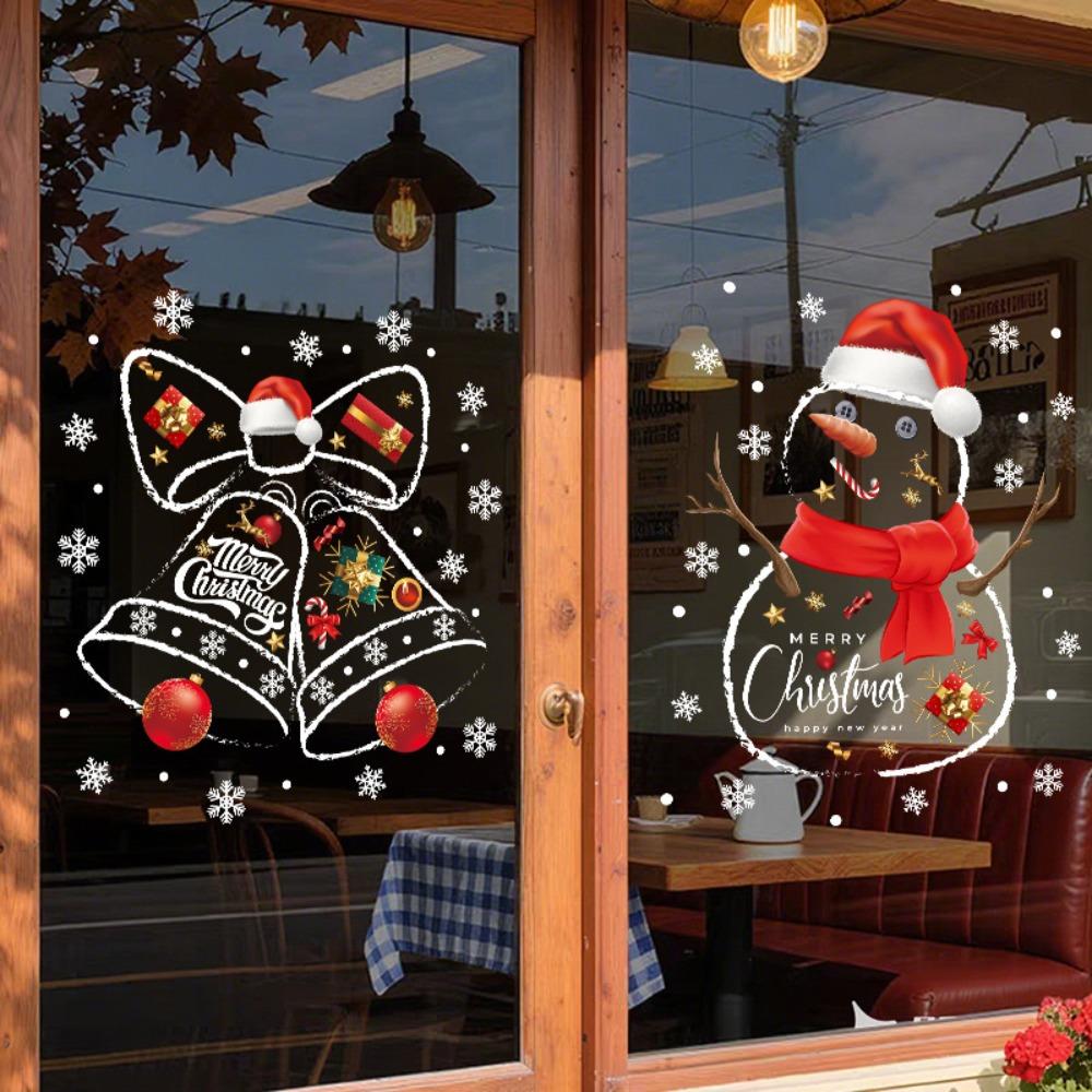 Waterproof Christmas Bell Window Clings Large Christmas Window Stickers  Glass Door