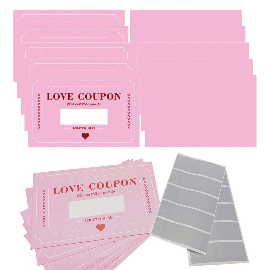20pcs Lovers Scratch-off Cards Coupon DIY Romantic Valentine's Day Love Game Card Funny Party Game for Adult Wedding Anniversary