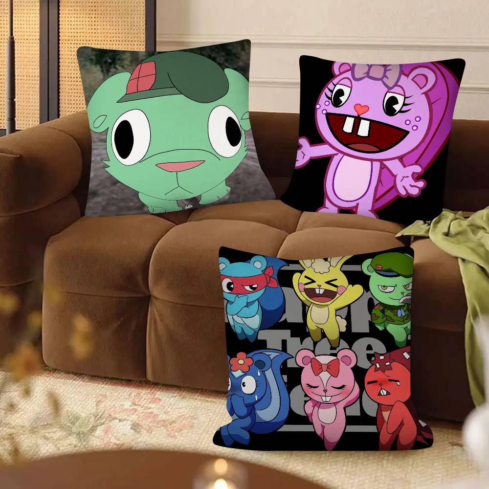 1Pc Anmie A-Happy Tree Friends-S Pillow Case Fashion Square Pillowcase Bedroom Sofa Room Ins Decoration Leisure