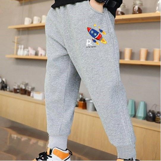 Pantalon de survêtement fin à imprimé lettres tendance pour garçons, pantalon de jogging décontracté, pantalon ample et doux en coton pour enfants
