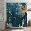 Luxury Blue Gold Artistic Shower Curtain for Bathroom Decor Custom Size Available