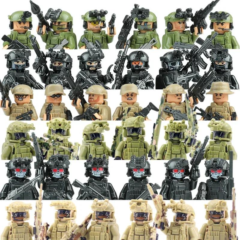 Non-Toxic Military Building Blocks Ghost Special Forces Soldiers Puzzle Early Education Toy Building Block Wall Birthday Gift Toys Dolls