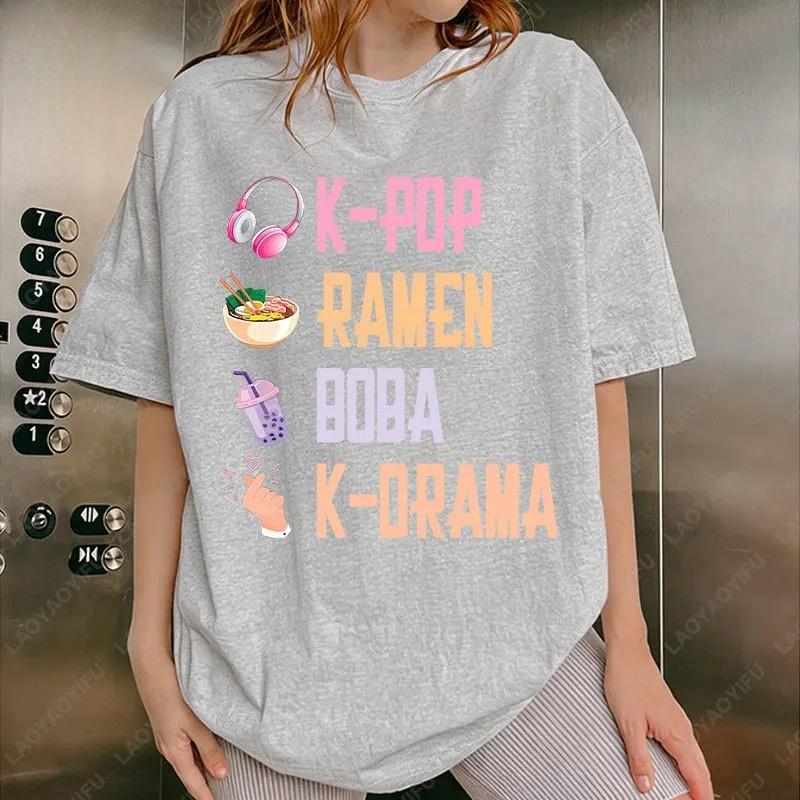 KPop Hand Symbol Unisex Women tops RaUnisex Bubble Tea Boba South Korea Music Lover cotton TShirt Gifts K drama Girl Boy Daughter tees