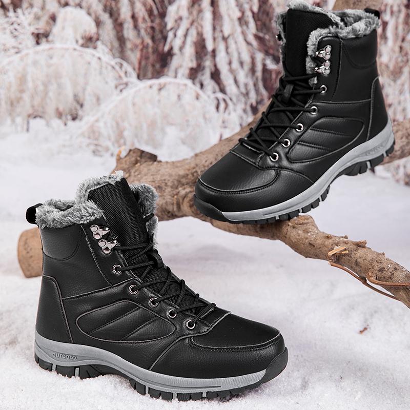 Winter Men's Boots Windproof Snow Boots Warm Plus Velvet Men's Cotton Shoes Non-slip Hiking Boots Comfortable Male Casual Shoes