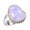 Natural Rainbow Moonstone Gemstone 925 Solid Sterling Silver Ring Size 7 K1T63