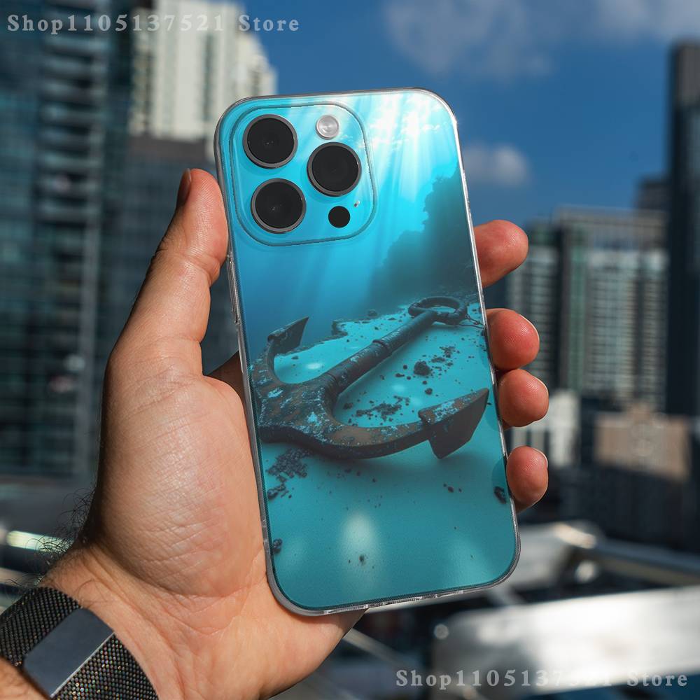 Painting Art Anchor Phone Case For iPhone 17,16,15,14,13,12,11 Pro,Max,Plus,XR,Mini,E Clear Full-coverage Soft Cover