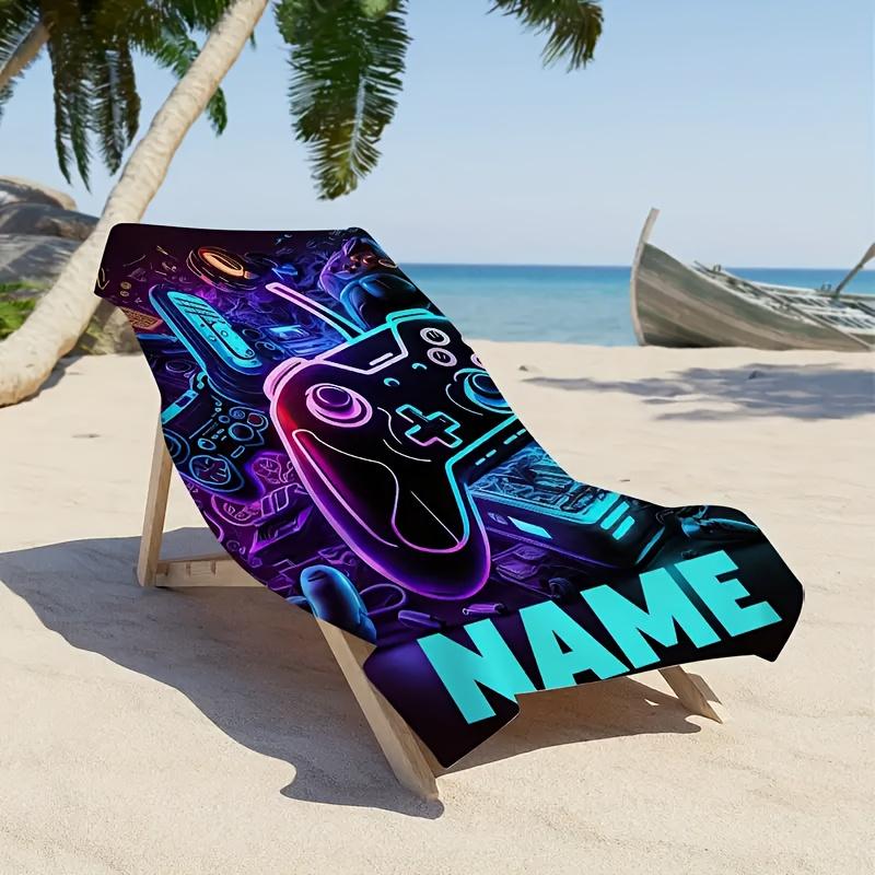 1 Stück Spielcontroller Strandtuch, Lebendiges Neon-Spieldesign, Superweiches Mikrofaser-Badetuch 80x130cm