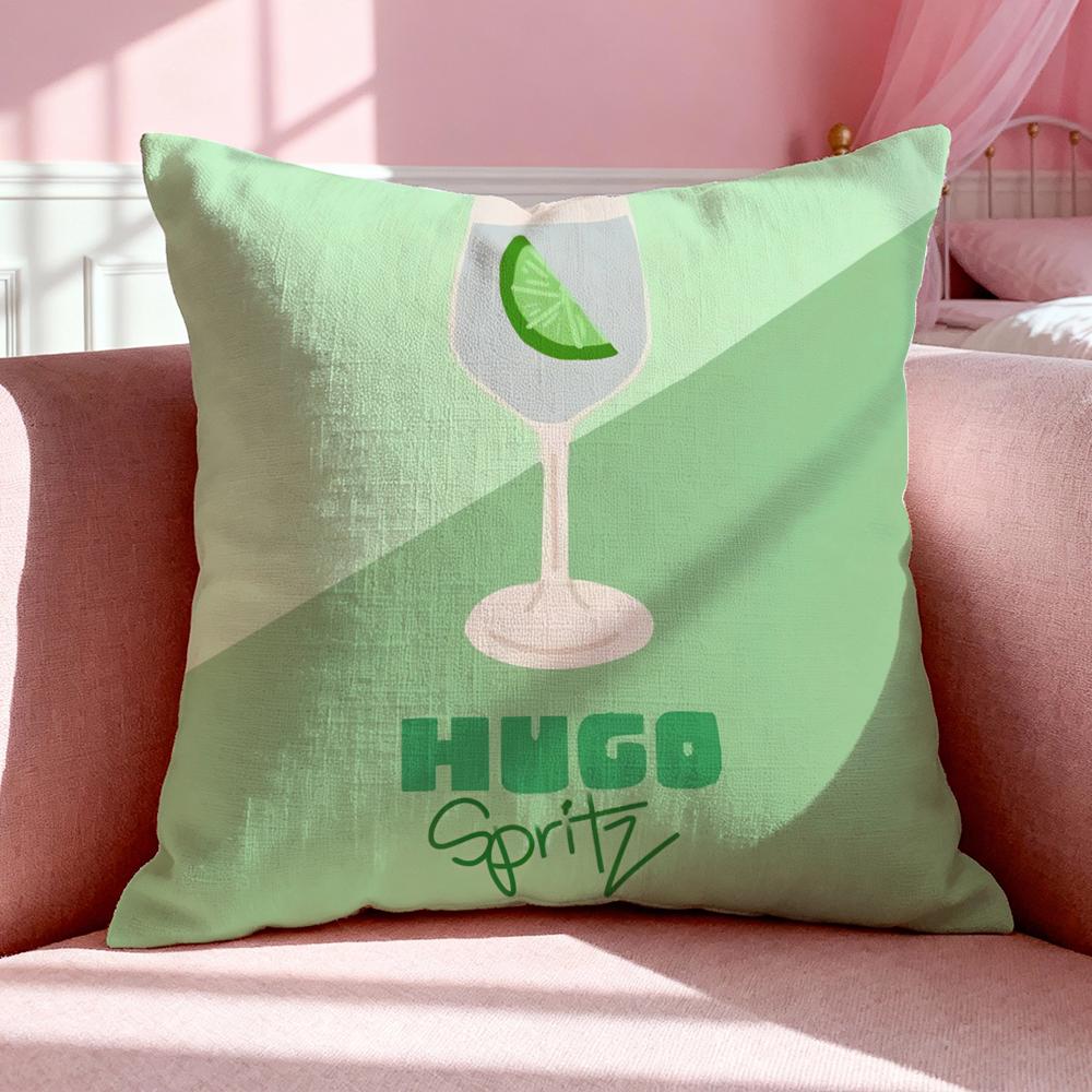Housse de coussin H-Hugo Spritz Respirante Housse d'oreiller en lin Été Sans odeur Écologique Fermeture éclair invisible Lavable 50x50cm