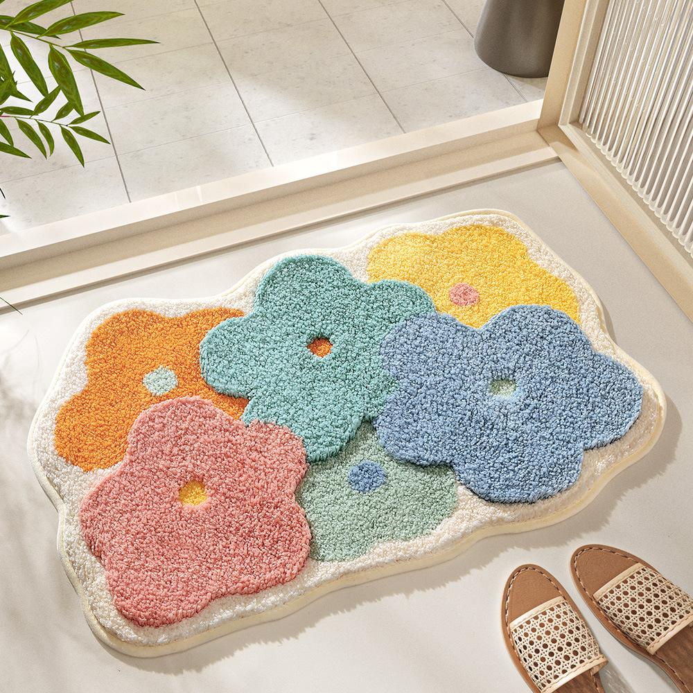 

Cartoon Flower Bath Mat - Anti-Slip Shower Rug, Thick Microfiber Plush Bathroom Floor Mats, Quick Dry Super Absorbent Home Decor 45x70cm