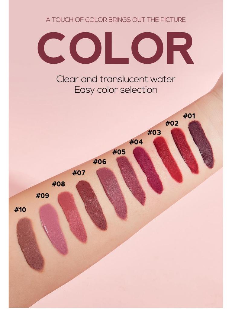 TVLV 10-Piece Matte Velvet Lip Gloss Set - Waterproof & Sweatproof