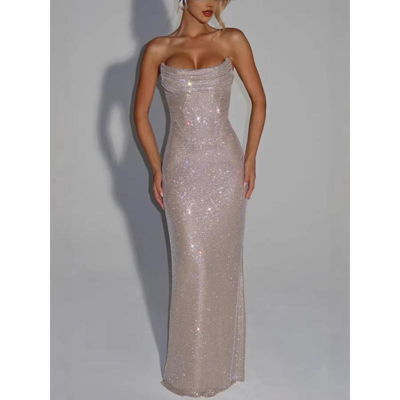 Women's Celebrity Slim-Fit Sleeveless Sequin Long Evening Dress Dress